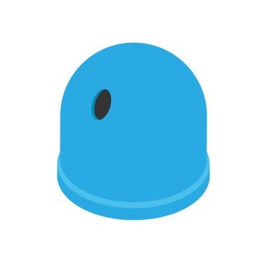 Mavi çöp kutusu. Beyaz arka planda izole edilmiş yuvarlak geri dönüşüm kutusu. raster