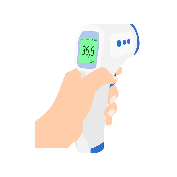 Digitale Contactloze Infrarood Thermometer Hand Van Arts Geïsoleerd Witte Achtergrond — Stockfoto