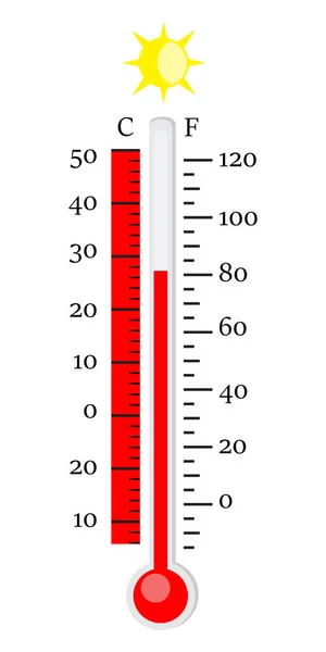 Icona Del Termometro Celsius Fahrenheit Misurazione Temperatura Calda Raster — Foto Stock