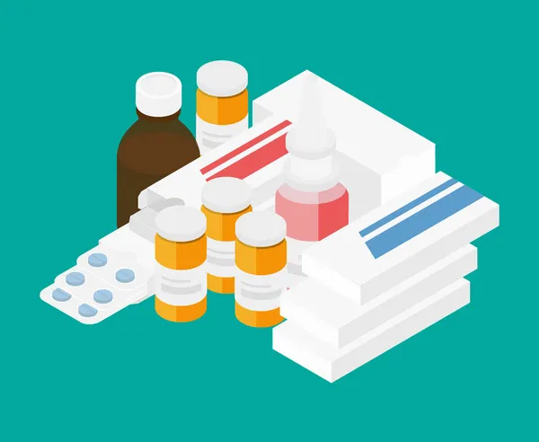 Vários Medicamentos Comprimidos Cápsulas Blisters Frascos Vidro Com Medicamentos Líquidos — Fotografia de Stock