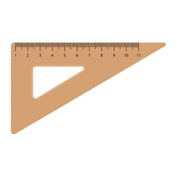 白を基調としたレトロな木造三角形の定規 支配者の測定 ラスター — ストック写真
