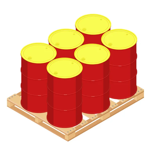 Industry Oil Barrels Chemical Drums Stacked Wooden Pallet Chemical Tank — Stock Photo, Image