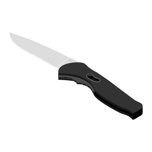Raster Illustration Folding Knife Black Handle Isolated White Background Isometric — Stock Photo, Image
