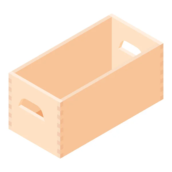 Empty Wooden Box Crate Isolated White Isometric View Raster — Stock Photo, Image