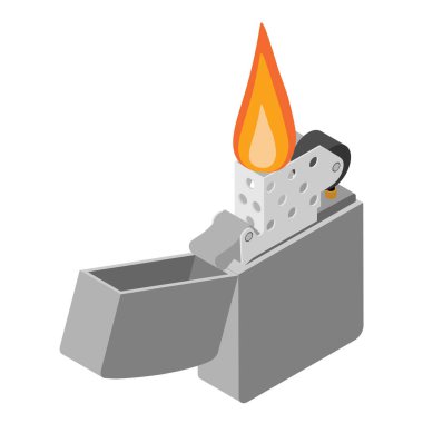 Metal tarzı benzin çakmağı. Rüzgâra dayanıklı çakmak beyaz arka planda izole edilmiş. Puro çakmağı. Isome Manzarası. raster