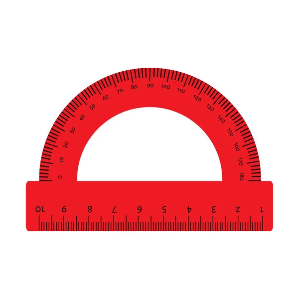 Red Protractor Ruler Isolated White Background — Stockfoto