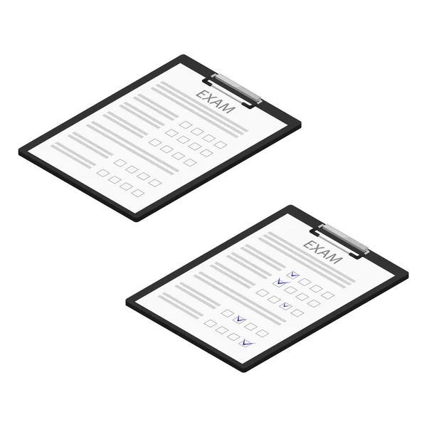 Empty Filled Exam Sheet Isolated White Background Isometric View Raster — 图库照片