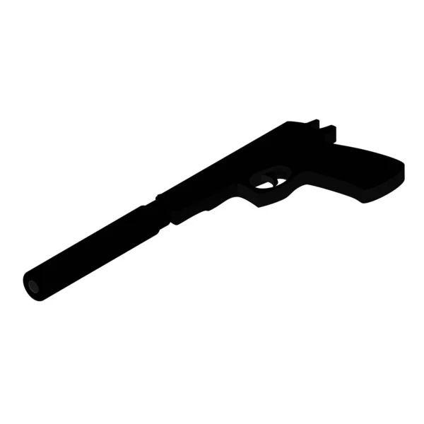 Gun Pistol Silencer Isolated White Background Raster Isometric View — Stock Photo, Image