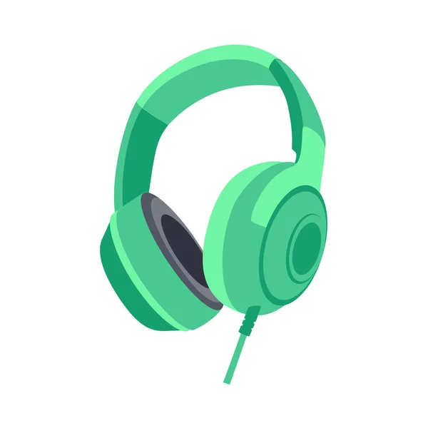 Green Headphones Isolated White Background Music Listening Concept Raster — Stock Photo, Image