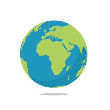 Dünya küresi beyaz arka planda izole edildi. Düz Dünya ikonu. raster illüstrasyonu.