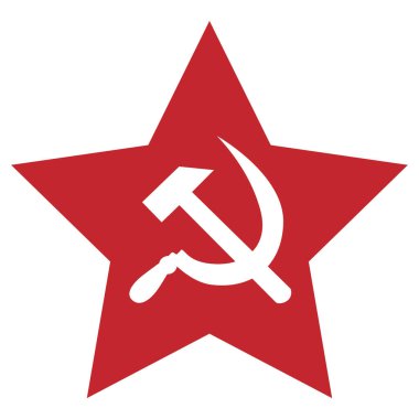 Vektör çizimi kırmızı beş köşeli yıldız içinde çekiç ve orak beyaz arka planda izole. SSCB sembolü
