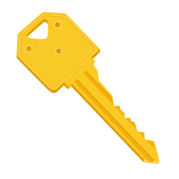 Golden Door Key Isolated White Background Raster — Stock Photo, Image