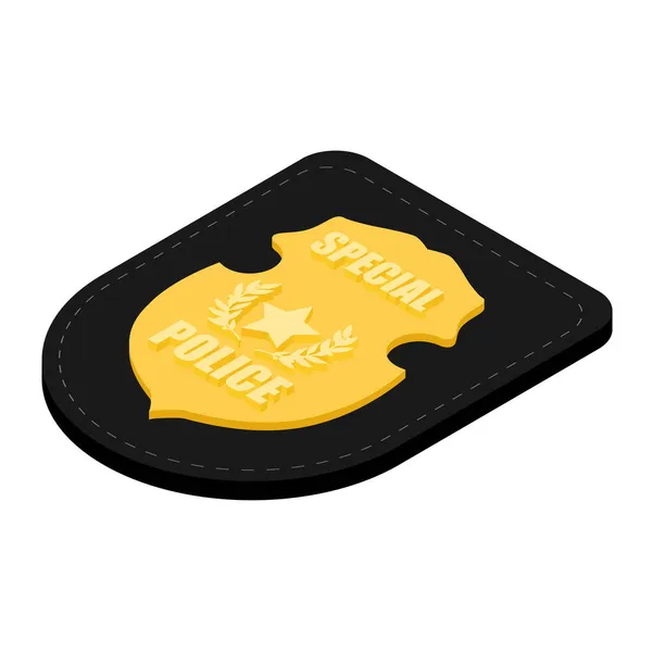 Special Police Officer Golden Badge Isolated White Background Isometric View — Stock Photo, Image