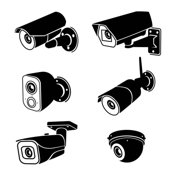 Observation Cctv Camera Icon Set Surveillance Camera Raster Illustration — Stock Photo, Image