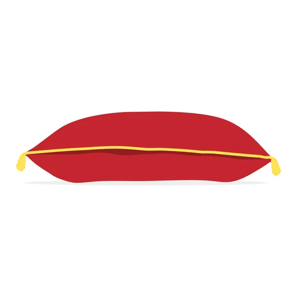 Raster Illustratie Van Rode Satijnen Kussen Met Gouden Kwasten Rode — Stockfoto