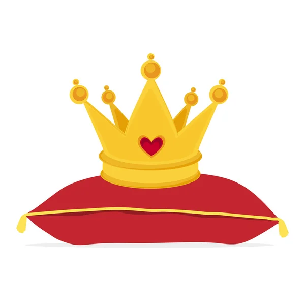 Illustrazione Raster Corona Oro Sul Cuscino Rosso Corona Reale Cuscino — Foto Stock