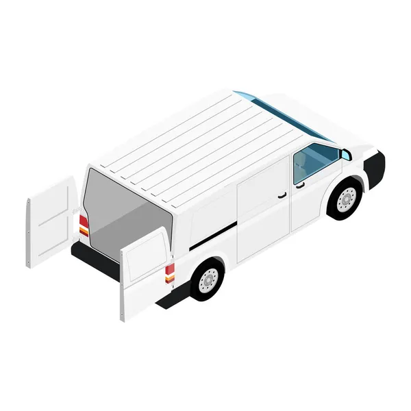 Detailed Cargo Delivery Van Opened Doors Raster Isometric View Mockup — Stock Photo, Image