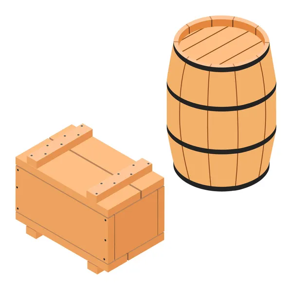 Danger Explosives Dynamite Wooden Box Barrel Isoletad White Background Isometric — Stock Photo, Image