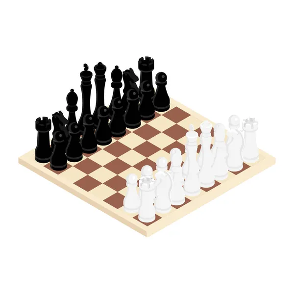 棋盘上的黑白棋盘游戏 竞争的成功 管理或领导概念 等距视图 — 图库照片