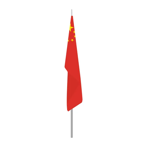 Bandera China Stand Palo Bandera China Aislado Sobre Fondo Blanco — Foto de Stock