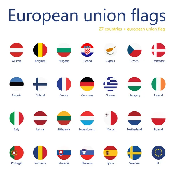 Raster Conjunto Ilustração Bandeiras União Europeia Com Nomes Bandeiras Flag — Fotografia de Stock