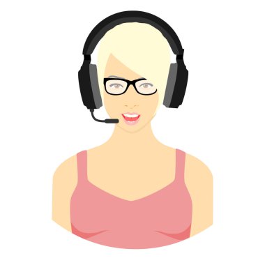 Kulaklıklı güzel çağrı merkezi çalışanı nasıl yardımcı olabilirim? raster illüstrasyonu