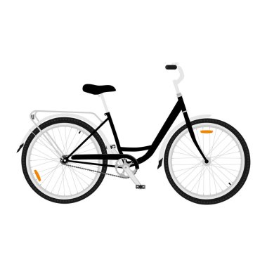 Kalın off-road lastikli siyah dağ bisikleti. Bisiklet sporu taşıma konsepti beyaz arka planda izole edilmiş. raster