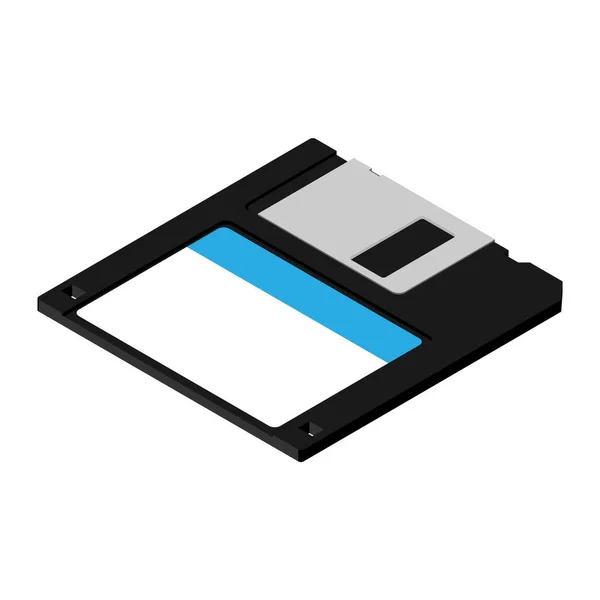 Schwarze Diskette Isoliert Auf Weißem Hintergrund Diskettensymbol Alte Isometrische Ansicht — Stockfoto