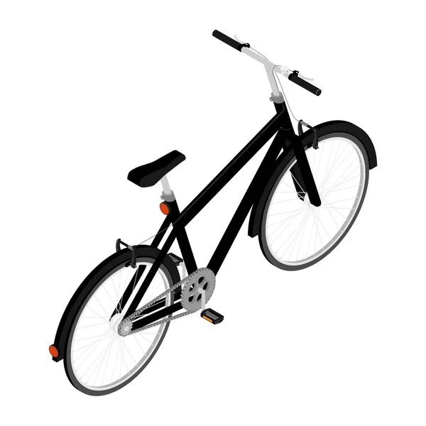 太いオフロードタイヤと黒のマウンテンバイクの自転車 白い背景に隔離されたサイクリングスポーツ輸送の概念 アイソメトリックビュー ラスター — ストック写真