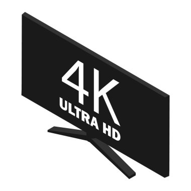 4K Ultra HD sembolü, yüksek çözünürlüklü 4K çözünürlük işareti, beyaz arkaplanda izole edilmiş TV monitöründeki UHD. Isome Manzarası. raster