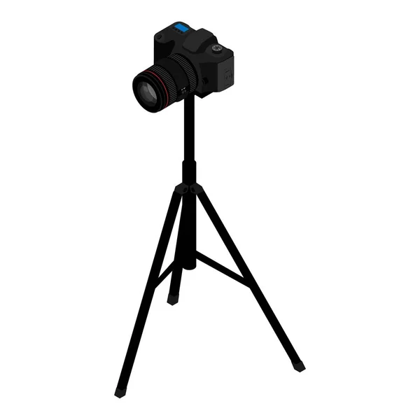 Câmera Tripé Isolado Fundo Branco Câmera Montada Tripé Vista Isométrica — Fotografia de Stock