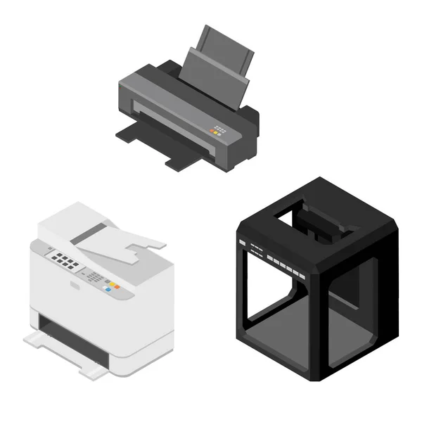 Concepto Imprenta Impresora Impresión Lasser Vista Isométrica Impresión Alta Calidad — Foto de Stock