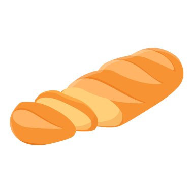 Beyaz arkaplanda izole edilmiş taze pişmiş ekmek, izometrik görünüm