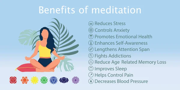 Meditación beneficios para la salud del cuerpo, la mente y las emociones — Foto de Stock
