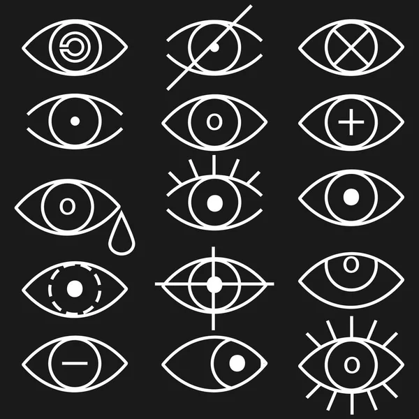勾勒出眼睛的图标睁眼和闭眼图像 有睫毛的睡眼形状 护栏和搜索标志 — 图库照片