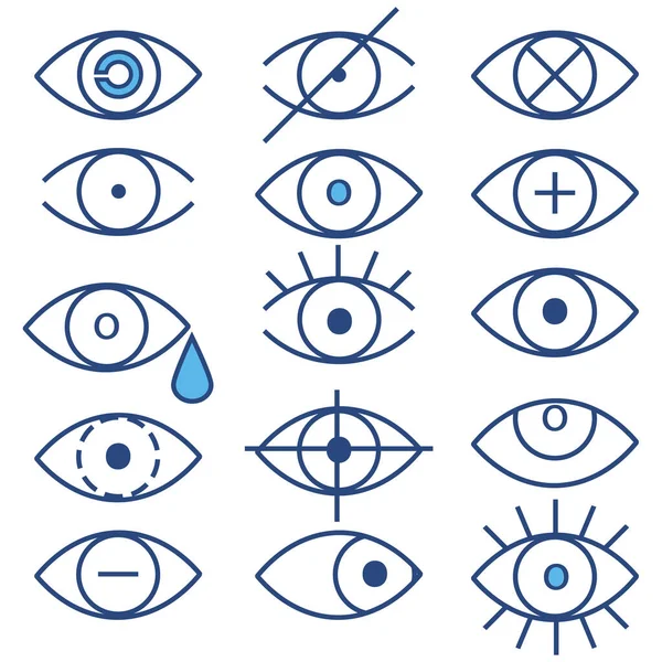 Esboza Iconos Oculares Imágenes Ojos Abiertos Cerrados Formas Ojos Dormidos — Foto de Stock