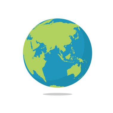 Dünya küresi beyaz arka planda izole edildi. Düz Dünya ikonu. raster illüstrasyonu.