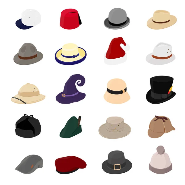 Sombreros Hombre Mujer Gorro Dibujos Animados Sombrero Tocado Raster Colección — Foto de Stock