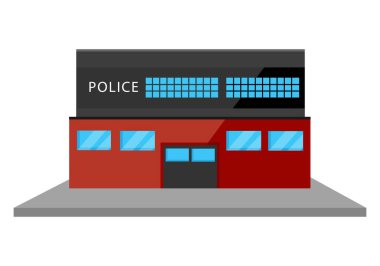 Düz tarzında beyaz arka plan üzerinde izole şehir polis karakolu departmanı kurma