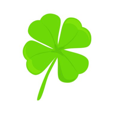 Şanslı yonca beyaz arka planda izole edilmiş dört yaprak. Aziz Patrick günü için. Vektör 