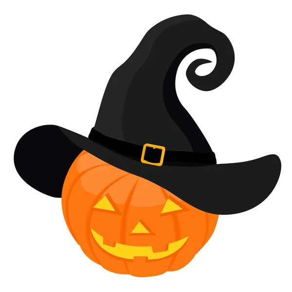 Calabaza Sobre Fondo Blanco Calabaza Naranja Con Sombrero Bruja Para — Vector de stock