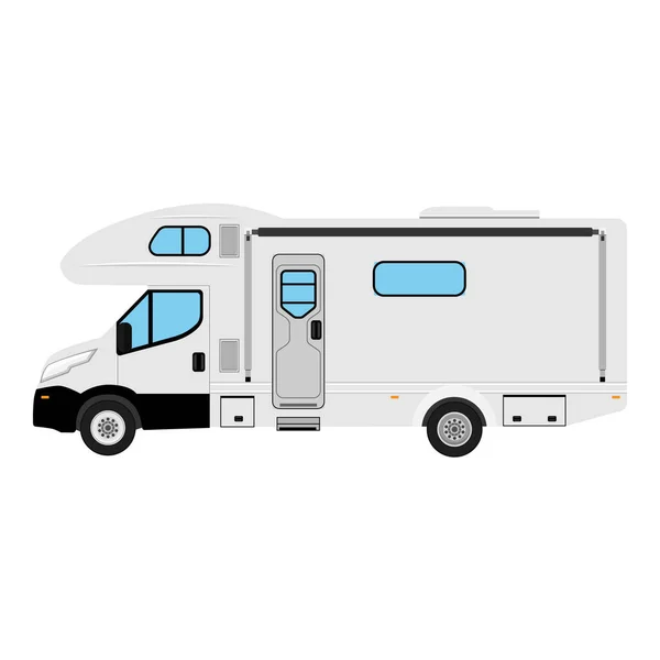 Camper Van Veículo Recreativo Isolado Fundo Branco Vetor — Vetor de Stock