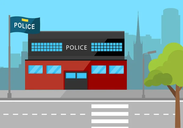 市警察局大楼景观平整 与白色背景隔离 — 图库矢量图片