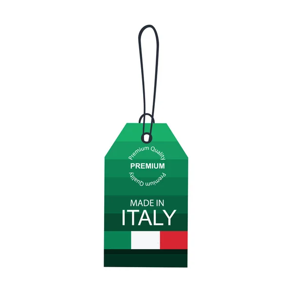 Made Italy Etikett Mit Flagge Isoliert Auf Weißem Hintergrund Vektor — Stockvektor
