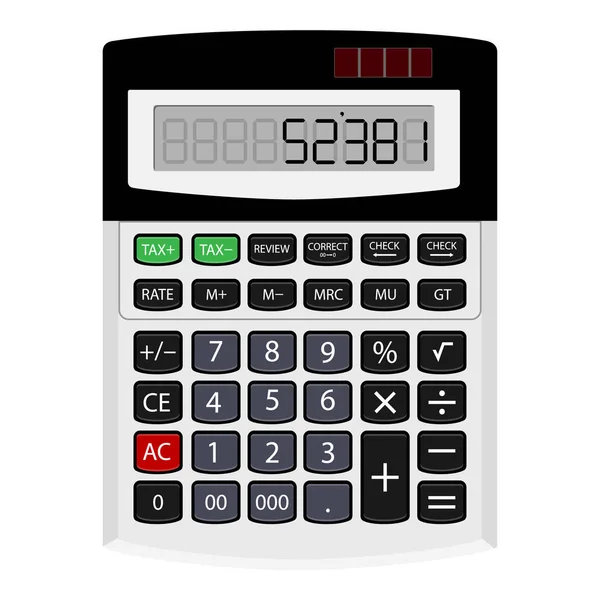 Black Silver Digital Calculator Top View White Background Vector — Stock Vector