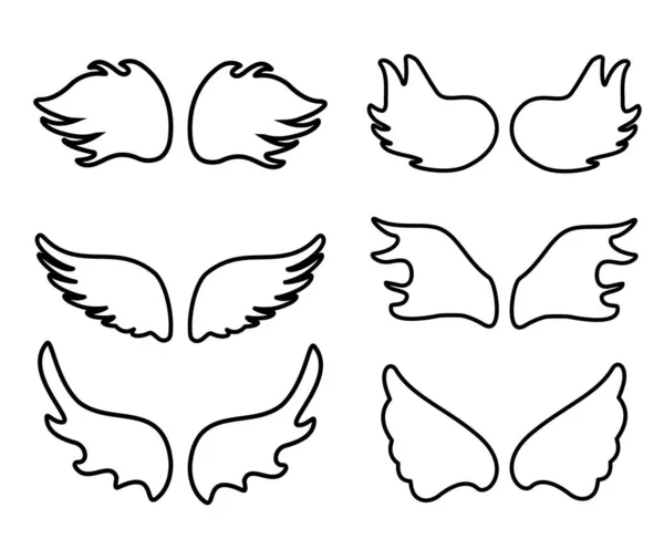 Ангельські Крила Мультфільм Векторні Піктограми Набір Ізольовані Фоні — стоковий вектор