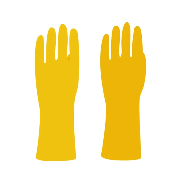 黄色のゴム手袋 清掃作業 作業と保護具 フラット スタイルのベクトル図 — ストックベクタ