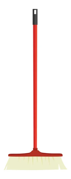 Red Plastic Cleaning Broom Isolated White Background Vector — Stock Vector