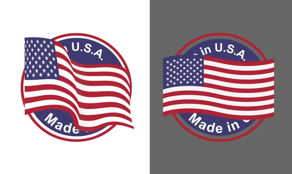 Gemaakt Verenigde Staten Van Amerika Amerikaanse Vlag Voor Badge Label — Stockvector