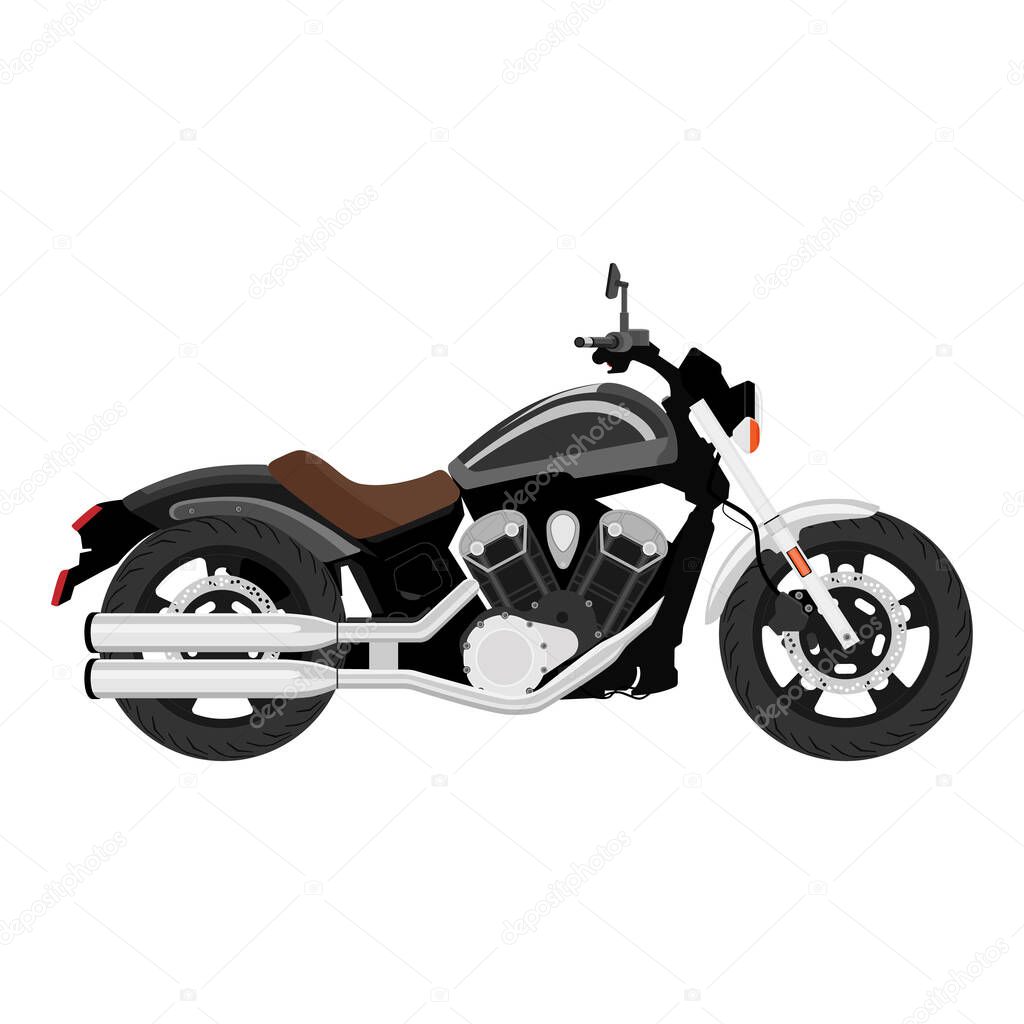 Vector motorcycle cruiser isolated on white background. Vector